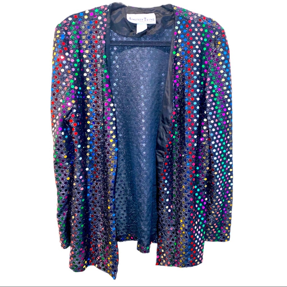 Vintage Rainbow Sequin Blazer Jacket